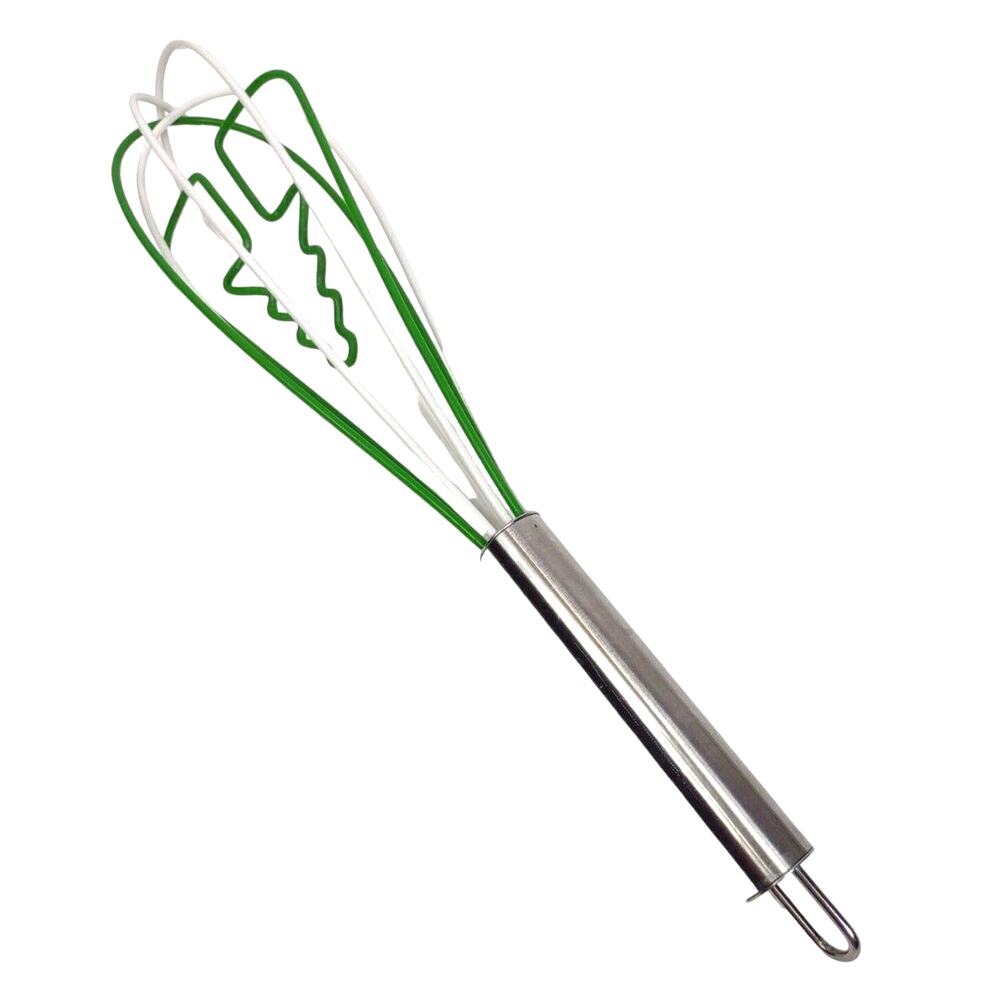 Festive Holiday Silicone Whisk White and Green Christmas Tree Stainless Handle